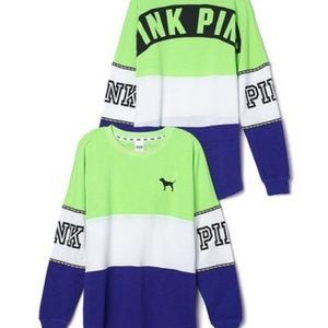 CUTE VARSITY CREW PINK SWEATER MULTICOLORED